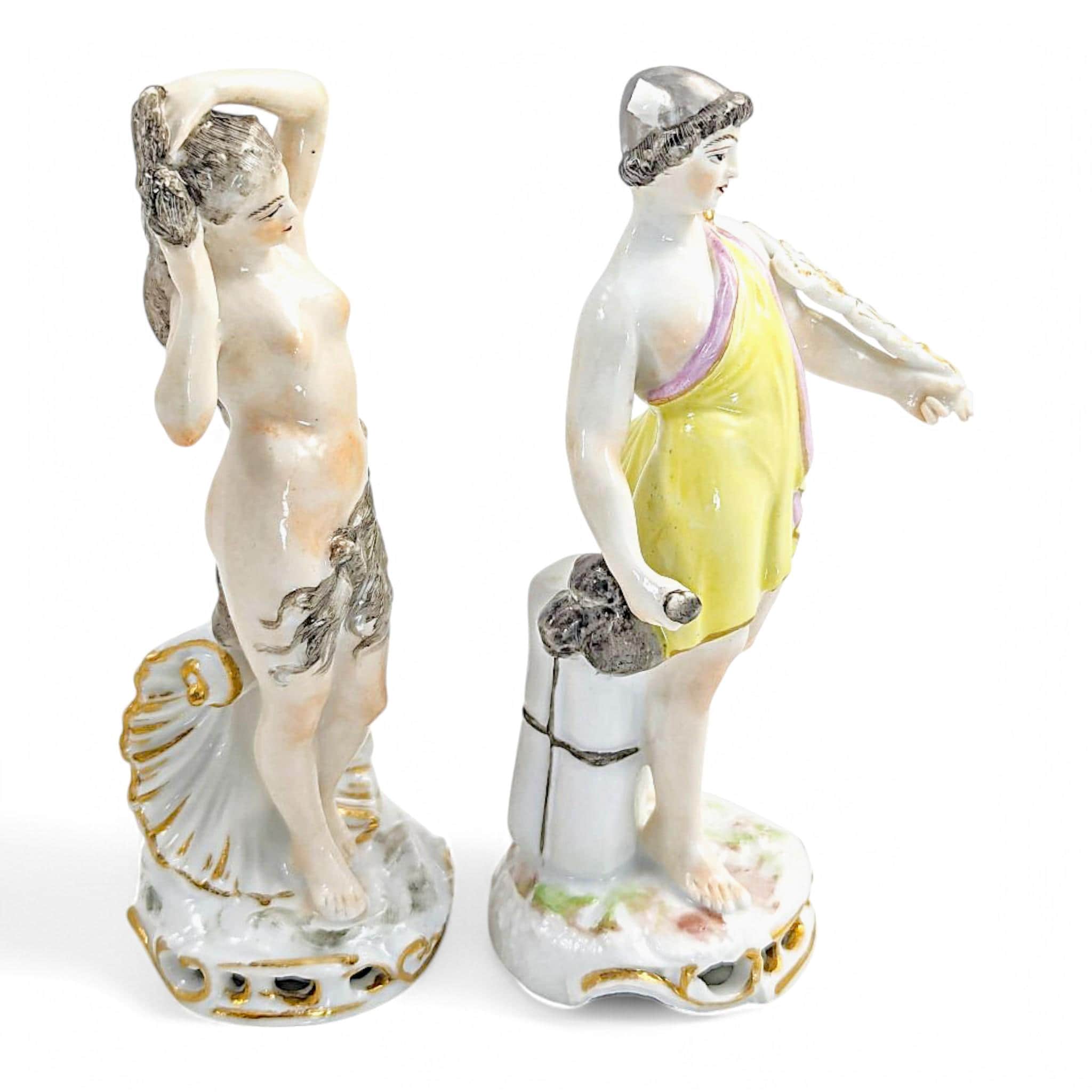 Samson et Cie Porcelain Figurines: Venus and Mercury, Rococo Revival