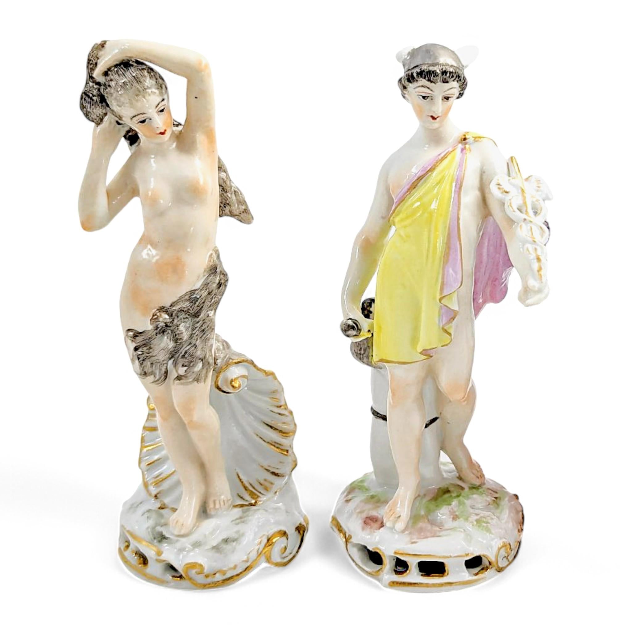 Samson et Cie Porcelain Figurines: Venus and Mercury, Rococo Revival