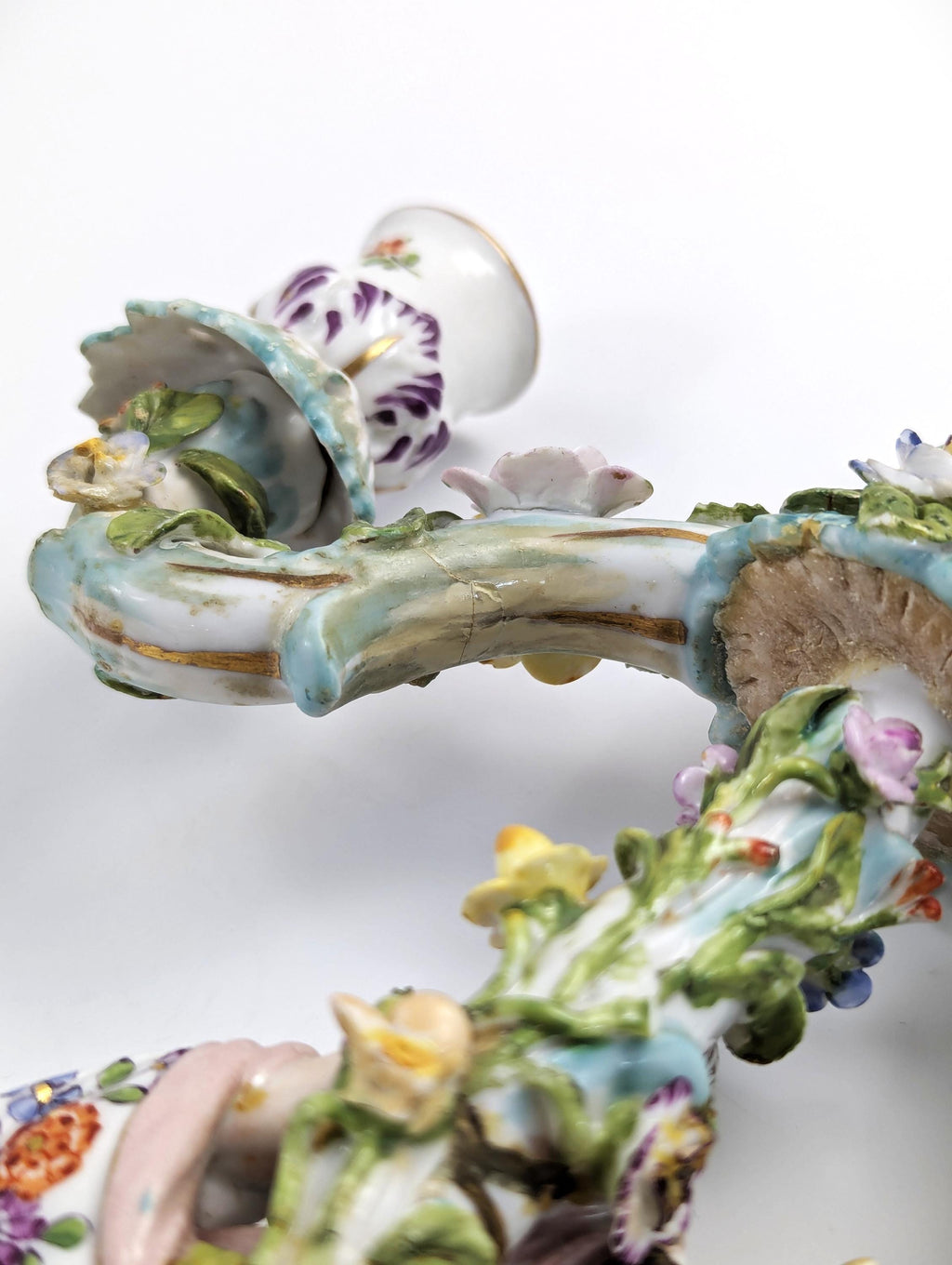 Antique Dresden Porcelain Candelabra: Allegorical Australia Figure, Helena Wolfsohn Era