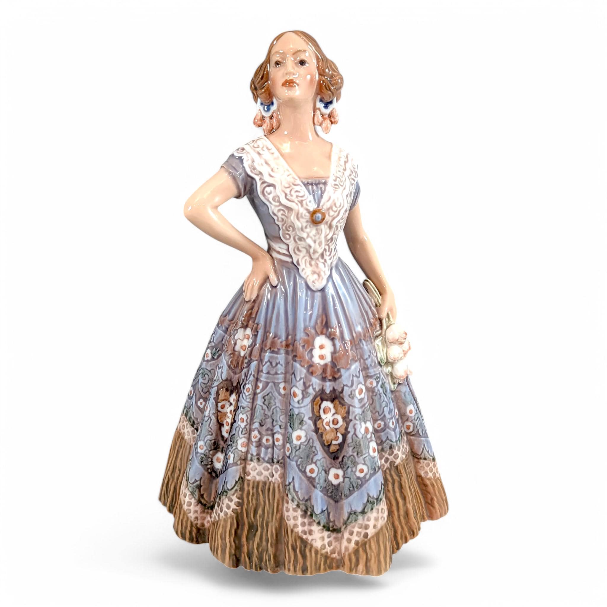 Dahl Jensen Antique Porcelain Figurine: Spanish Dancer, Early Blue Design