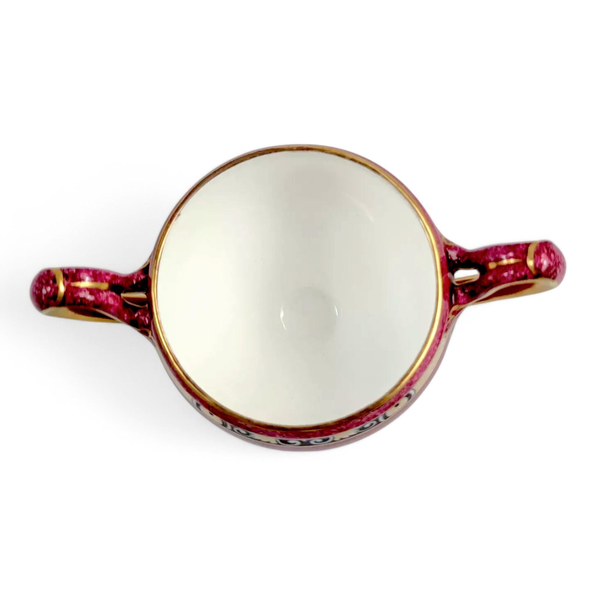 Rare Antique Wedgwood Claret & Gold Coffee Service: Edwardian Neoclassical Porcelain