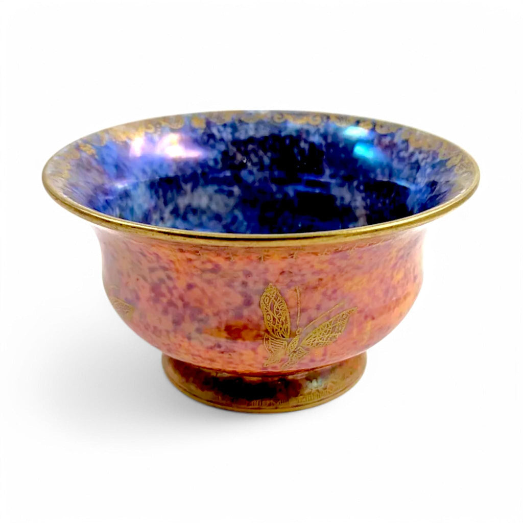 Antique Wedgwood Lustre Bowl: Gilt Butterfly & Scarab, Daisy Makeig-Jones, c. 1914