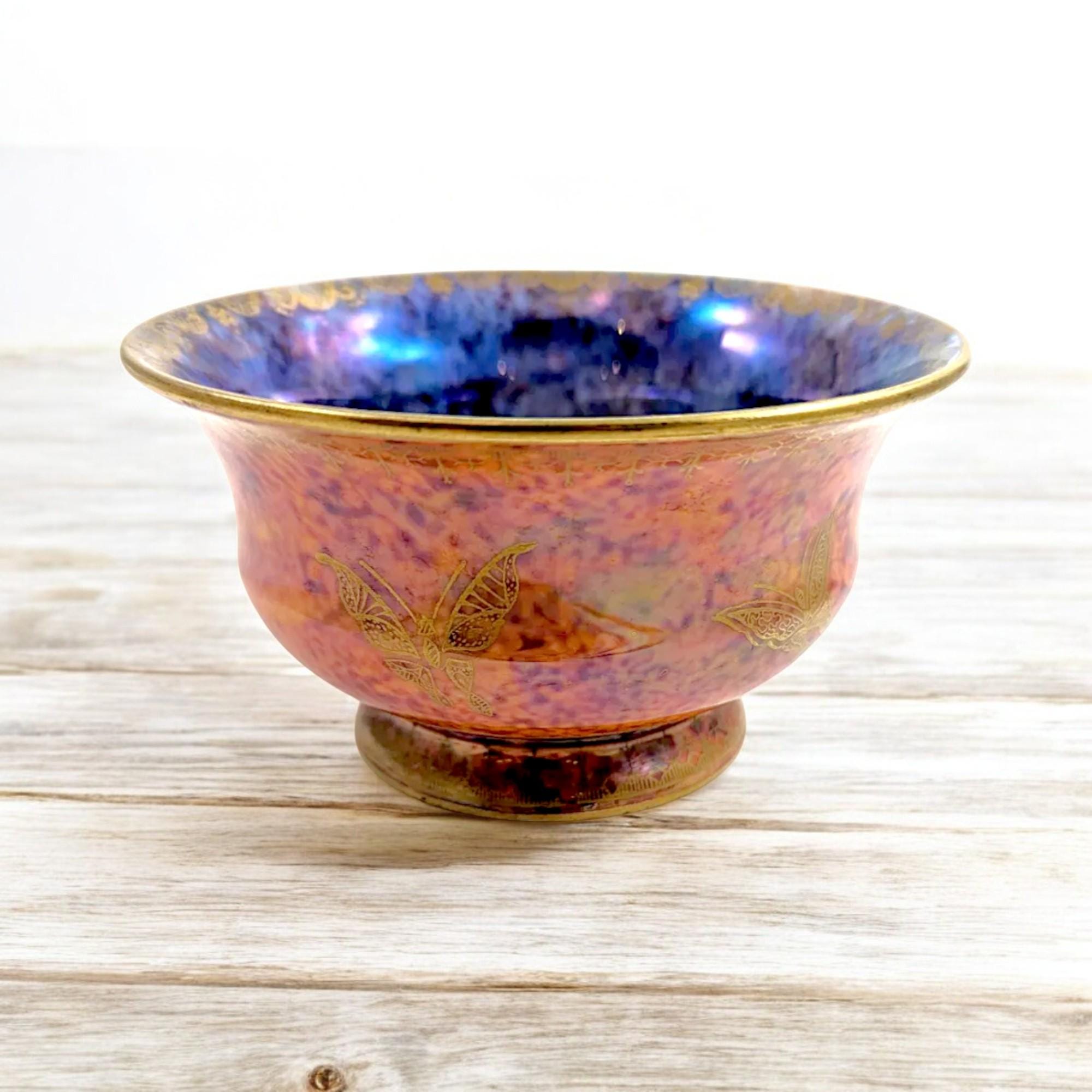 Antique Wedgwood Lustre Bowl: Gilt Butterfly & Scarab, Daisy Makeig-Jones, c. 1914