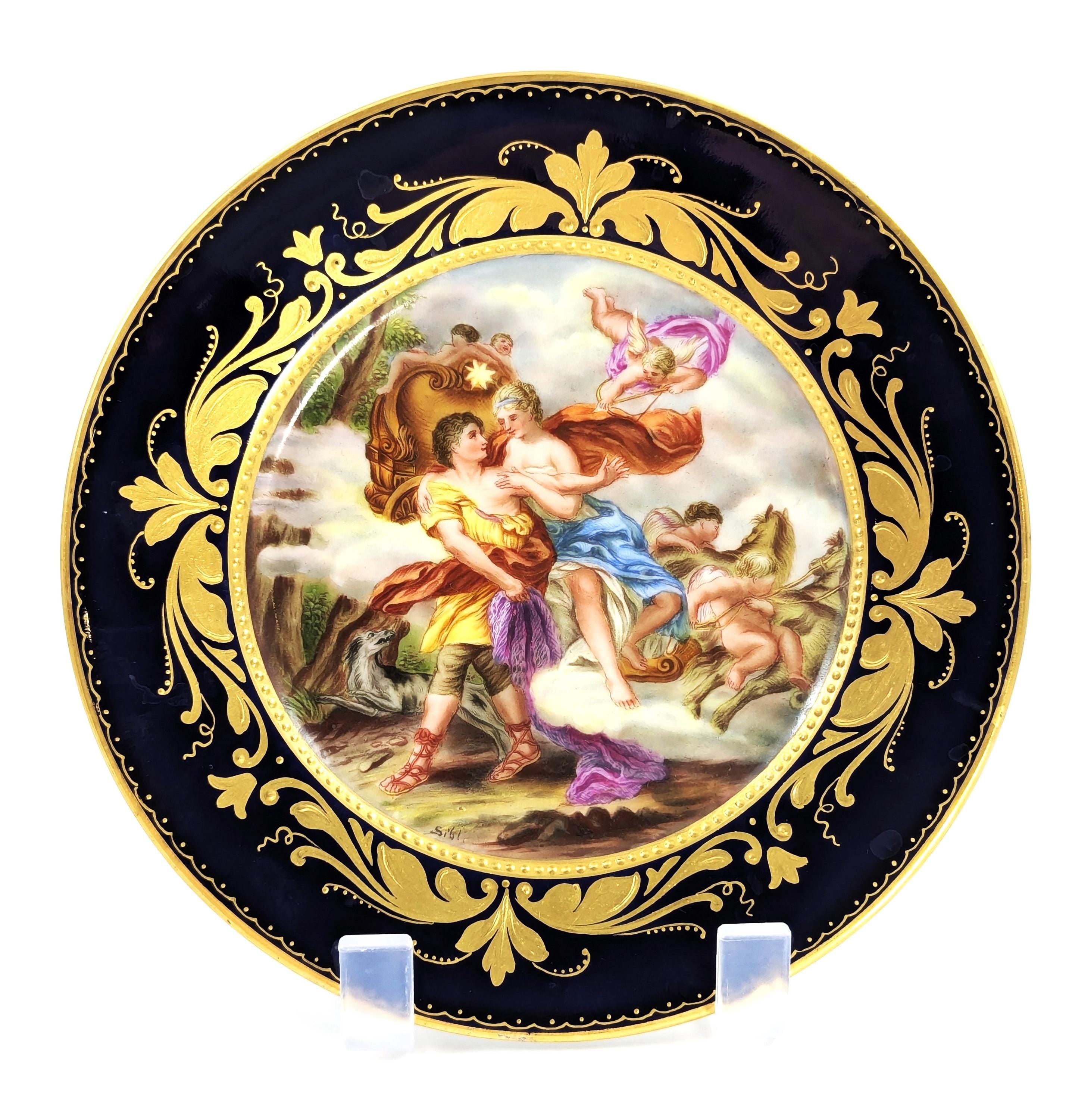Antique Royal Vienna Porcelain Plate: Aurora and Cephalus, Signed Sibl