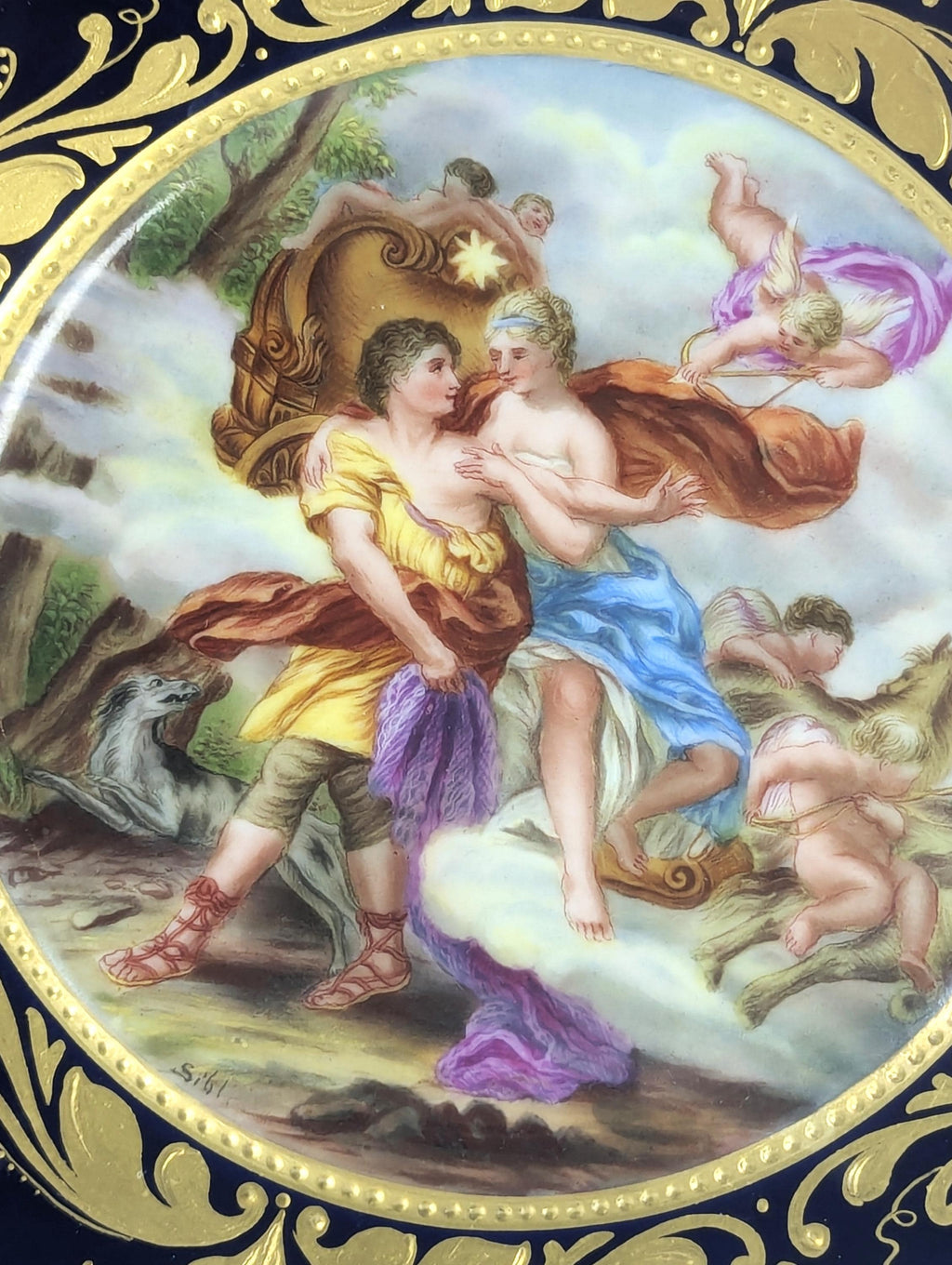 Antique Royal Vienna Porcelain Plate: Aurora and Cephalus, Signed Sibl