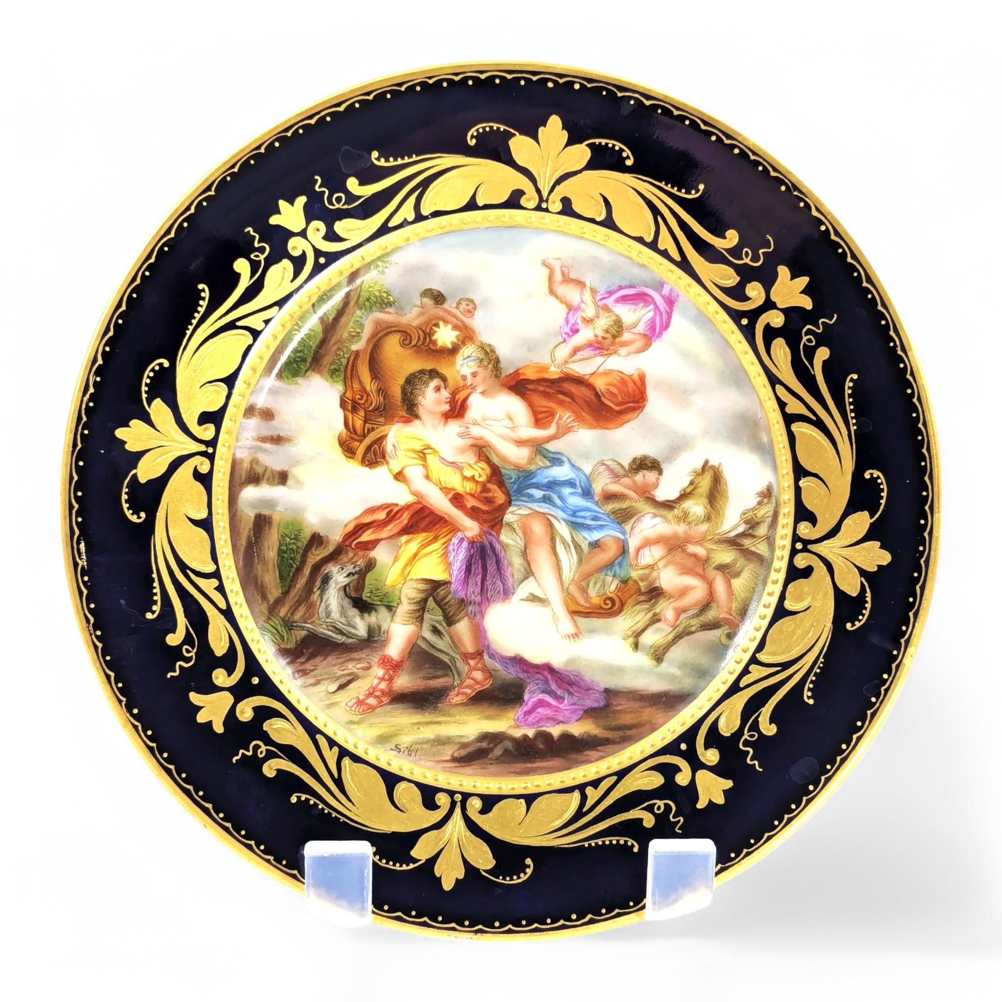 Antique Royal Vienna Porcelain Plate: Aurora and Cephalus, Signed Sibl