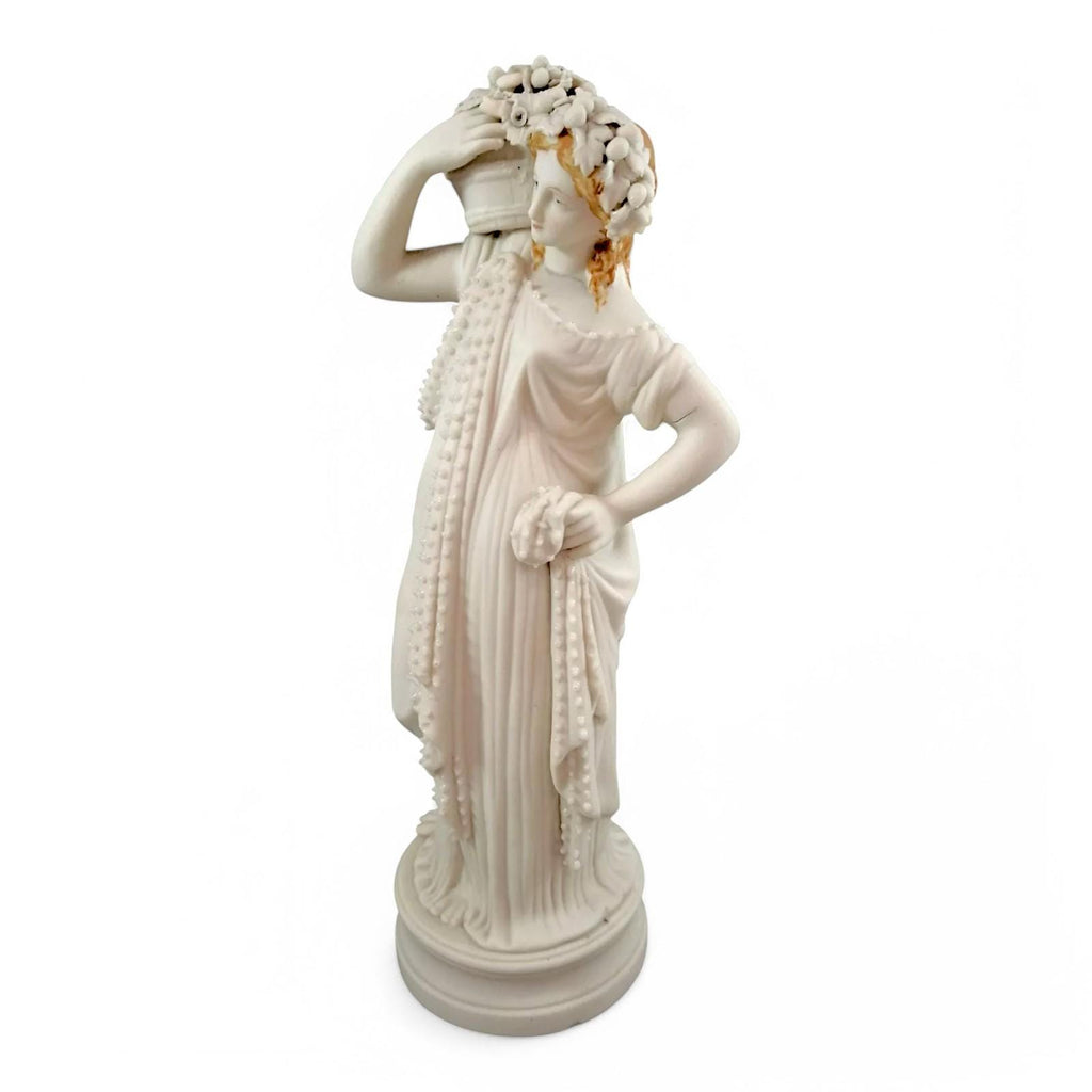 Minton Parian Porcelain Figurine: 19th Century Girl with Flowers (33 cm)