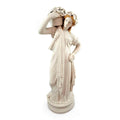 Minton Parian Porcelain Figurine: 19th Century Girl with Flowers (33 cm)