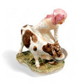 Royal Copenhagen Porcelain Figurine: Girl with Calf, Juliane Marie Polychrome