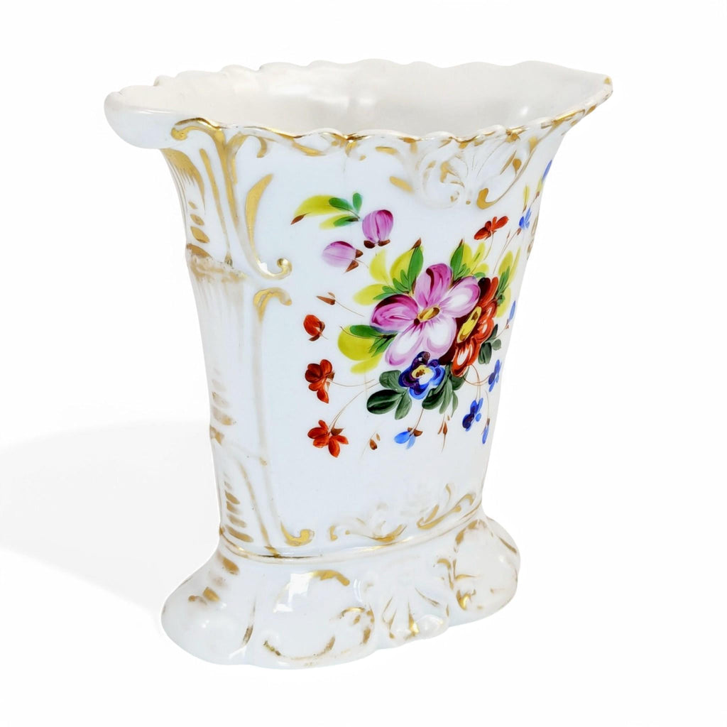 Antique Old Paris Porcelain Vase: Hand-Painted Floral Rococo Decor