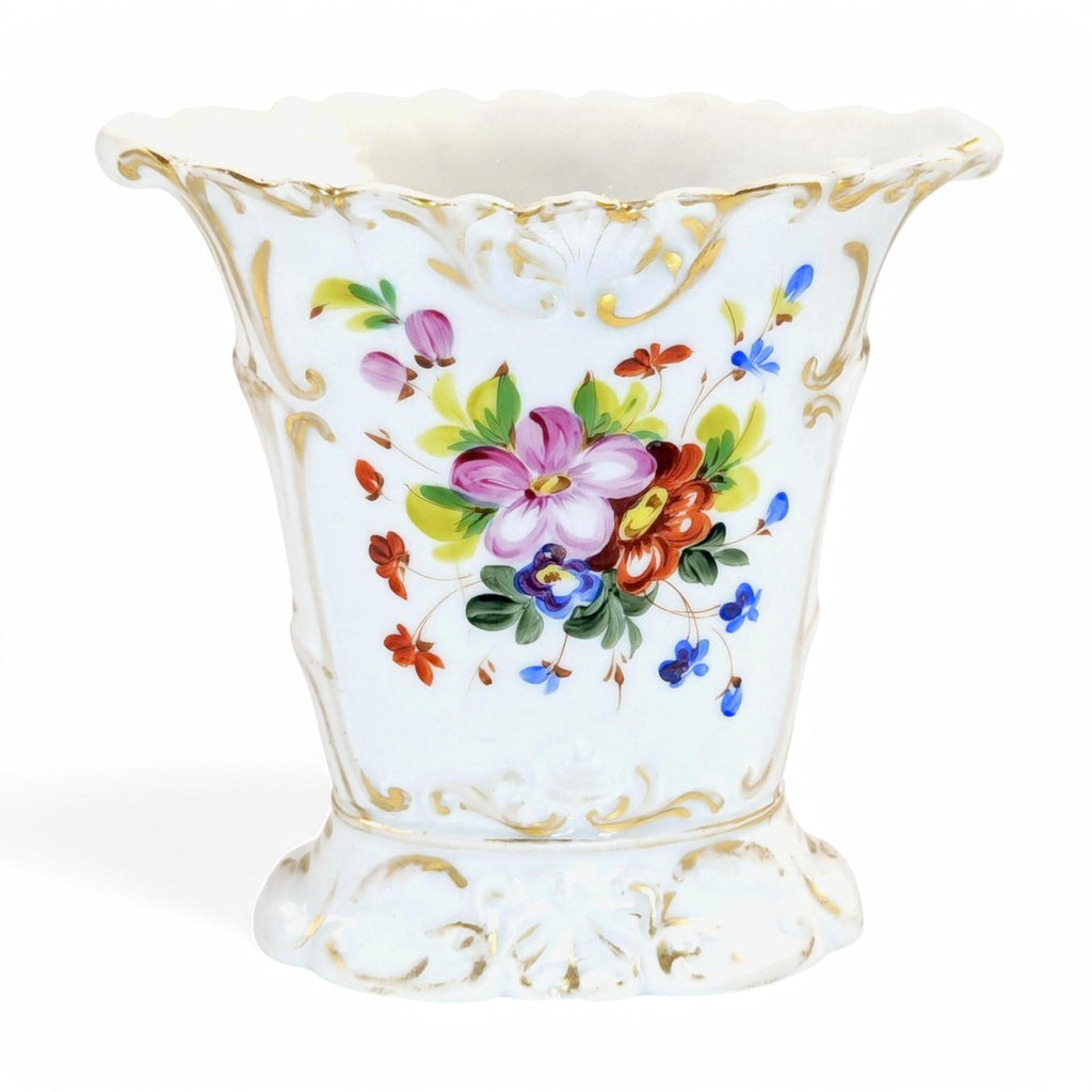 Antique Old Paris Porcelain Vase: Hand-Painted Floral Rococo Decor