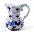 Antique Gaudy Welsh Ironstone Jug: Dragon Handle, Floral Decor, c. 1830