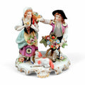 Antique French Porcelain Figurine: Chelsea Style, Floral Decor
