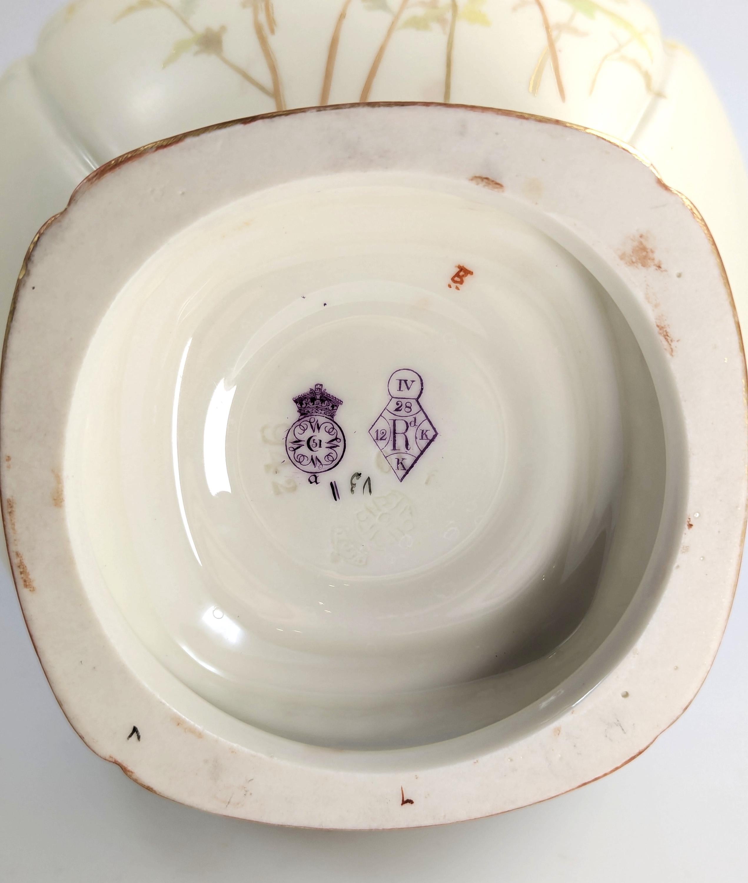 Rare Royal Worcester Vase: Hand-Painted Chrysanthemums, Pierced Gilt Handles, 1890