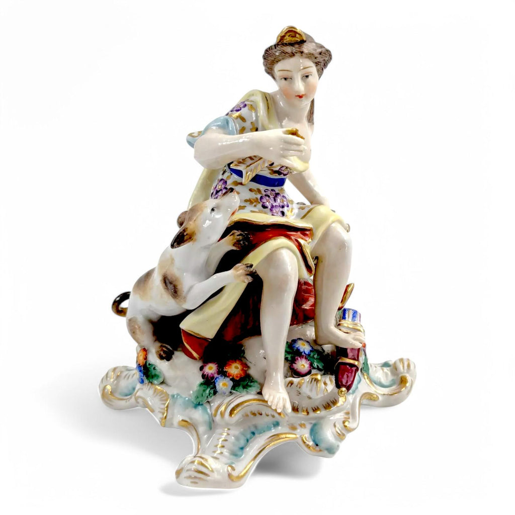 Rare Chelsea Porcelain Diana Figurine: Antique English Rococo, Gold Anchor Mark