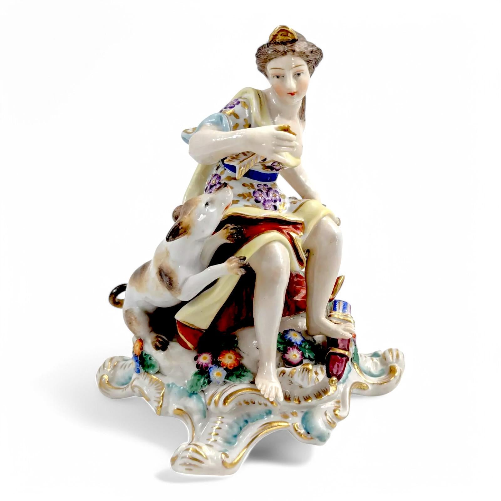 Rare Chelsea Porcelain Diana Figurine: Antique English Rococo, Gold Anchor Mark