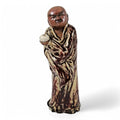 Antique Shiwan Ware Monk Figurine: Hand-Sculpted Chinese Pottery, Jun Glaze