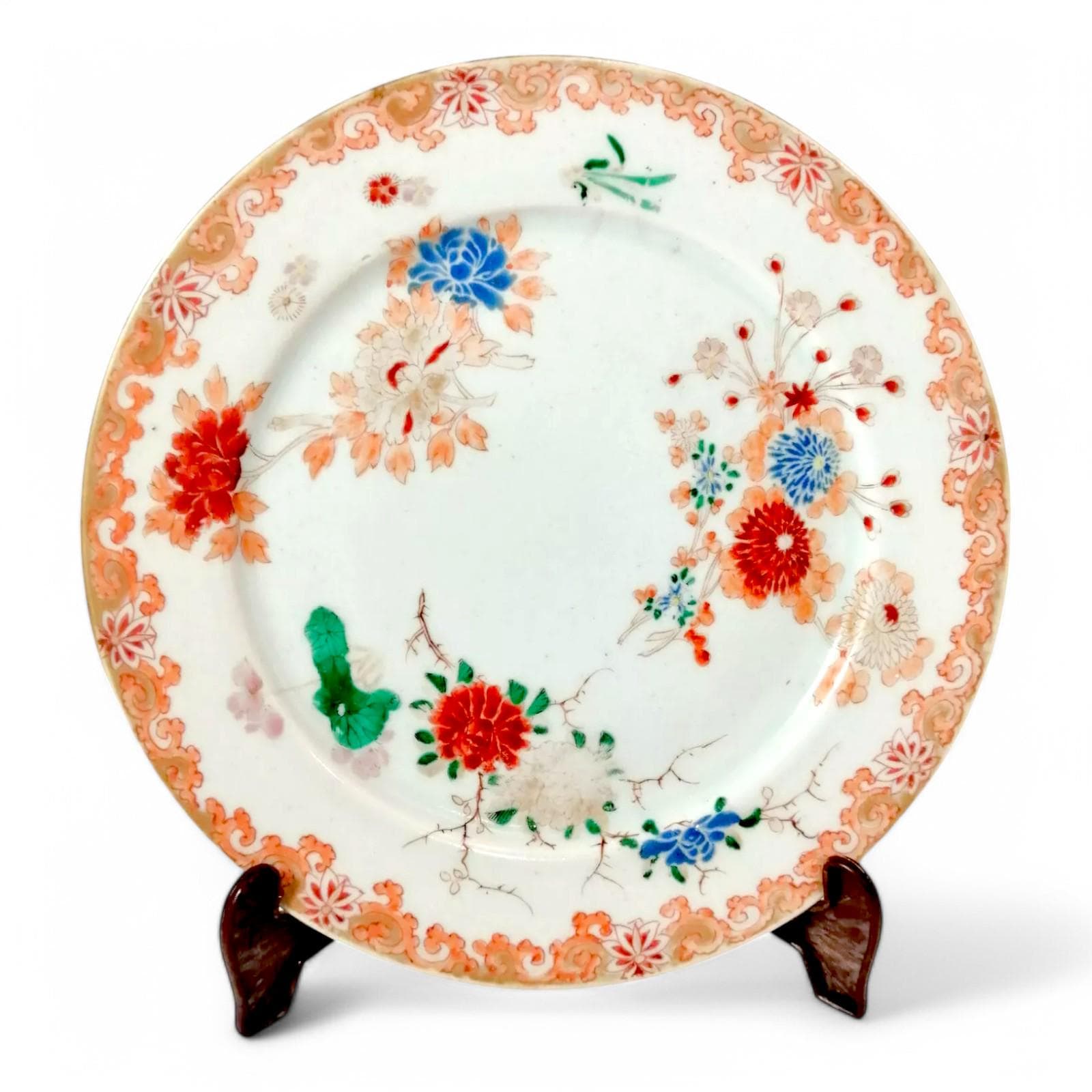 Antique Arita Imari Porcelain Dish: Edo-Meiji Peony Design