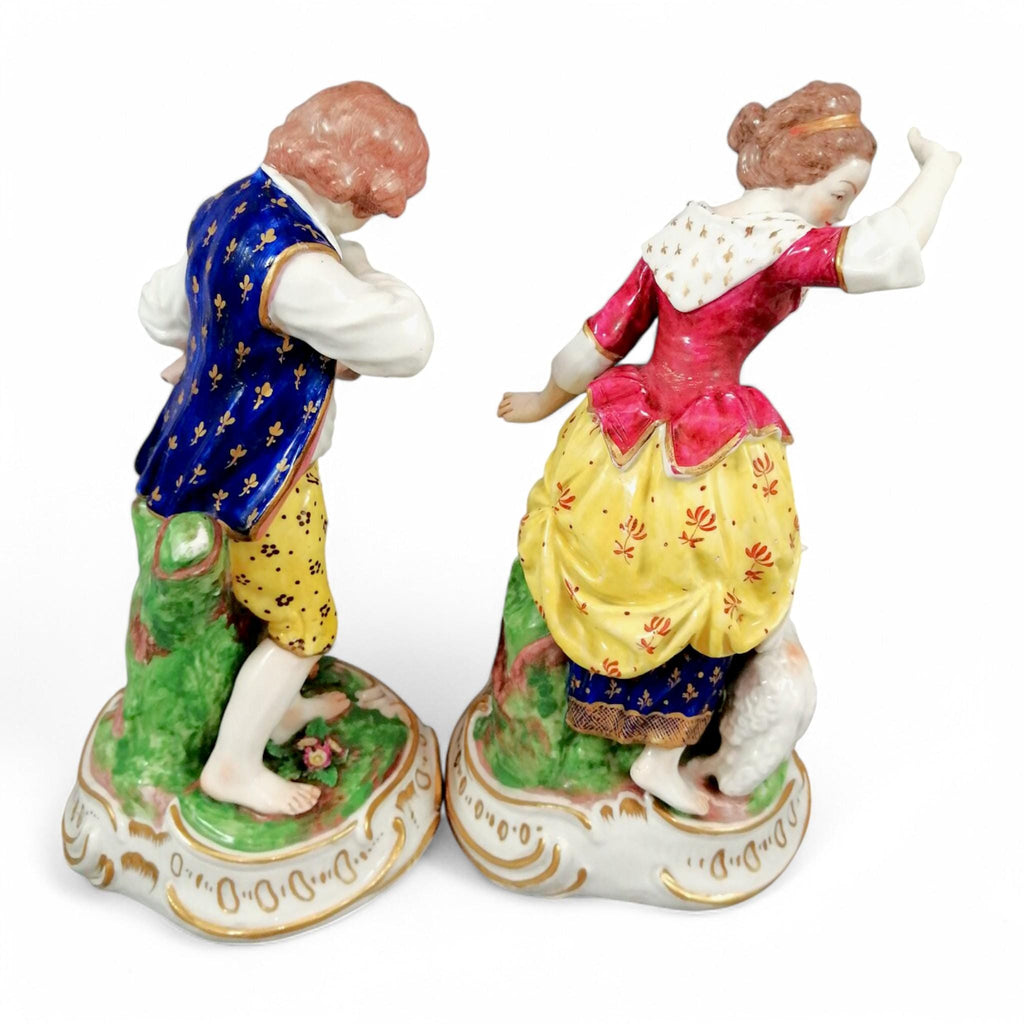 Samson Porcelain Figurines: 19th Century Rococo Shepherd & Shepherdess Pair