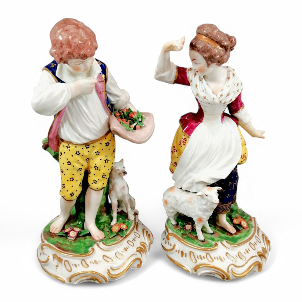 Samson Porcelain Figurines: 19th Century Rococo Shepherd & Shepherdess Pair