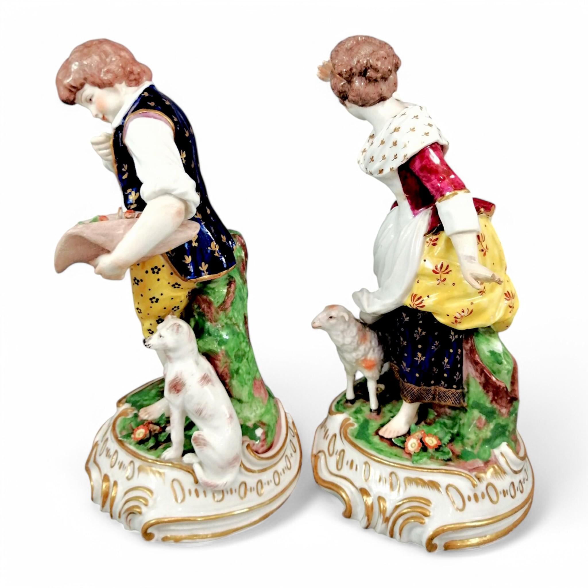 Samson Porcelain Figurines: 19th Century Rococo Shepherd & Shepherdess Pair