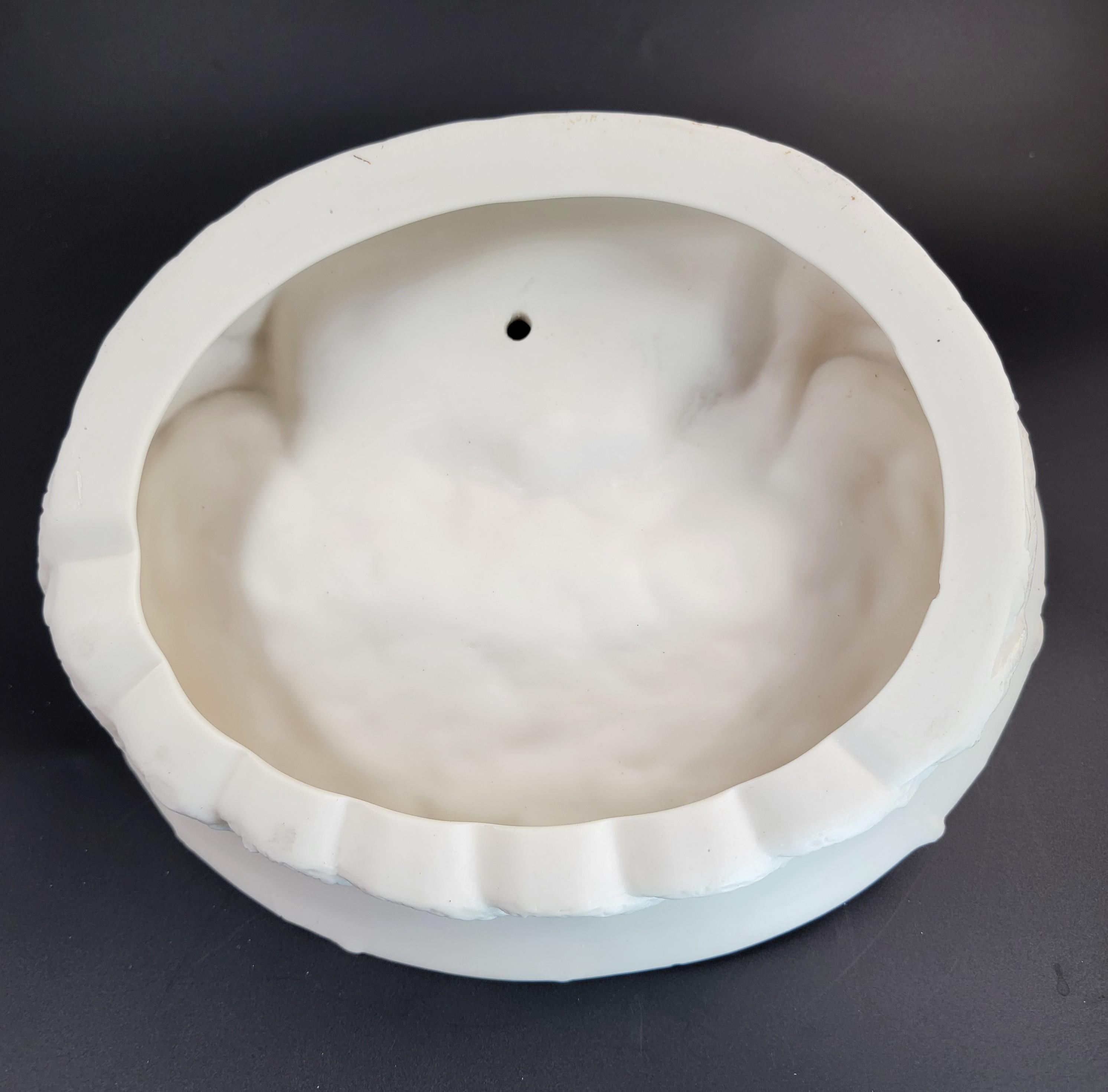 Antique English Parian Ware Fox & Rabbit Dish, Victorian c1850