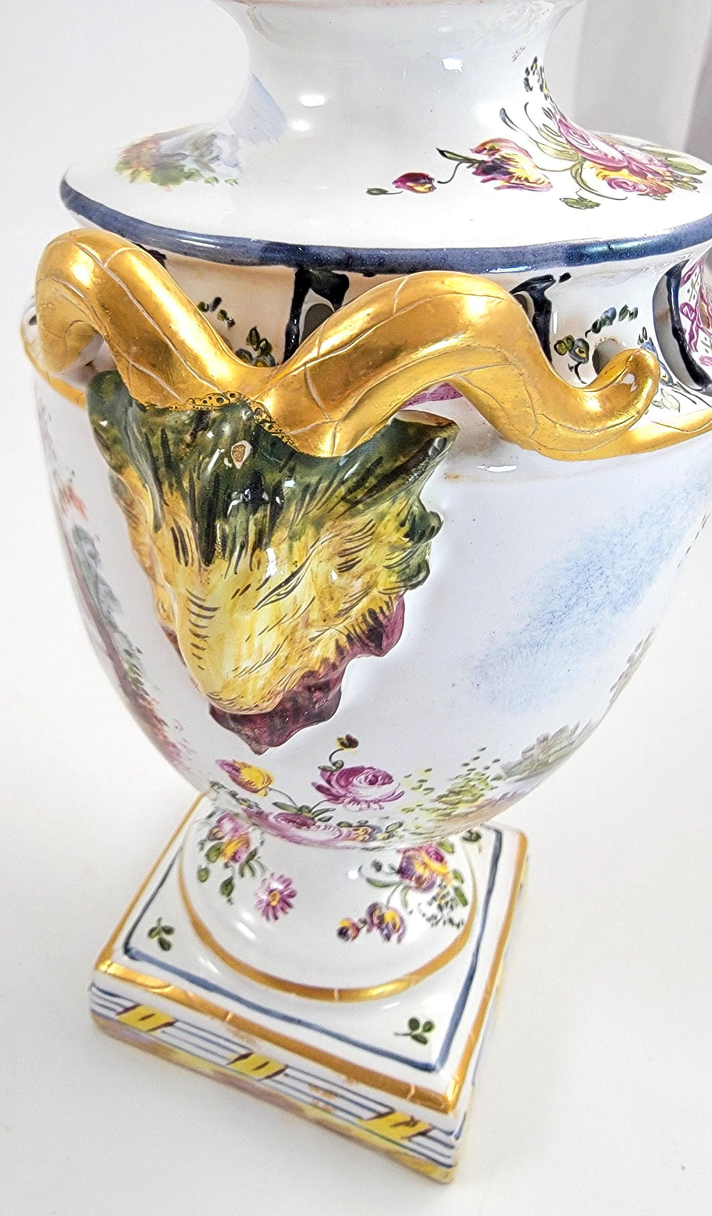 Rare Veuve Perrin Faience Urns: 18th Century French Pastoral Decor