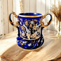 Rare Mason's Ironstone Wine Cooler: Gold Posies & Birds, Cobalt Blue, c. 1820