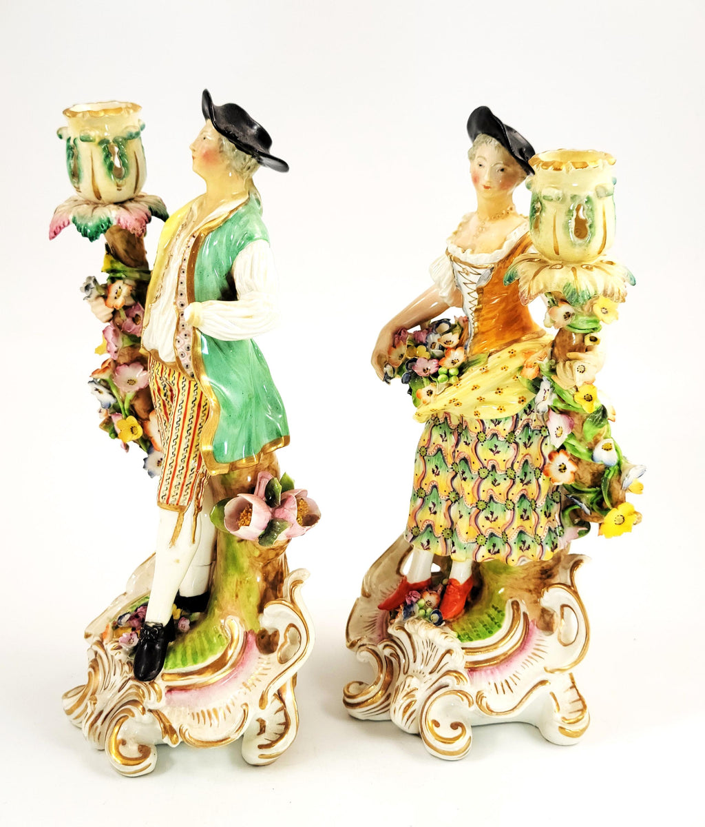 Derby Porcelain Figural Candlesticks, Georgian c1770