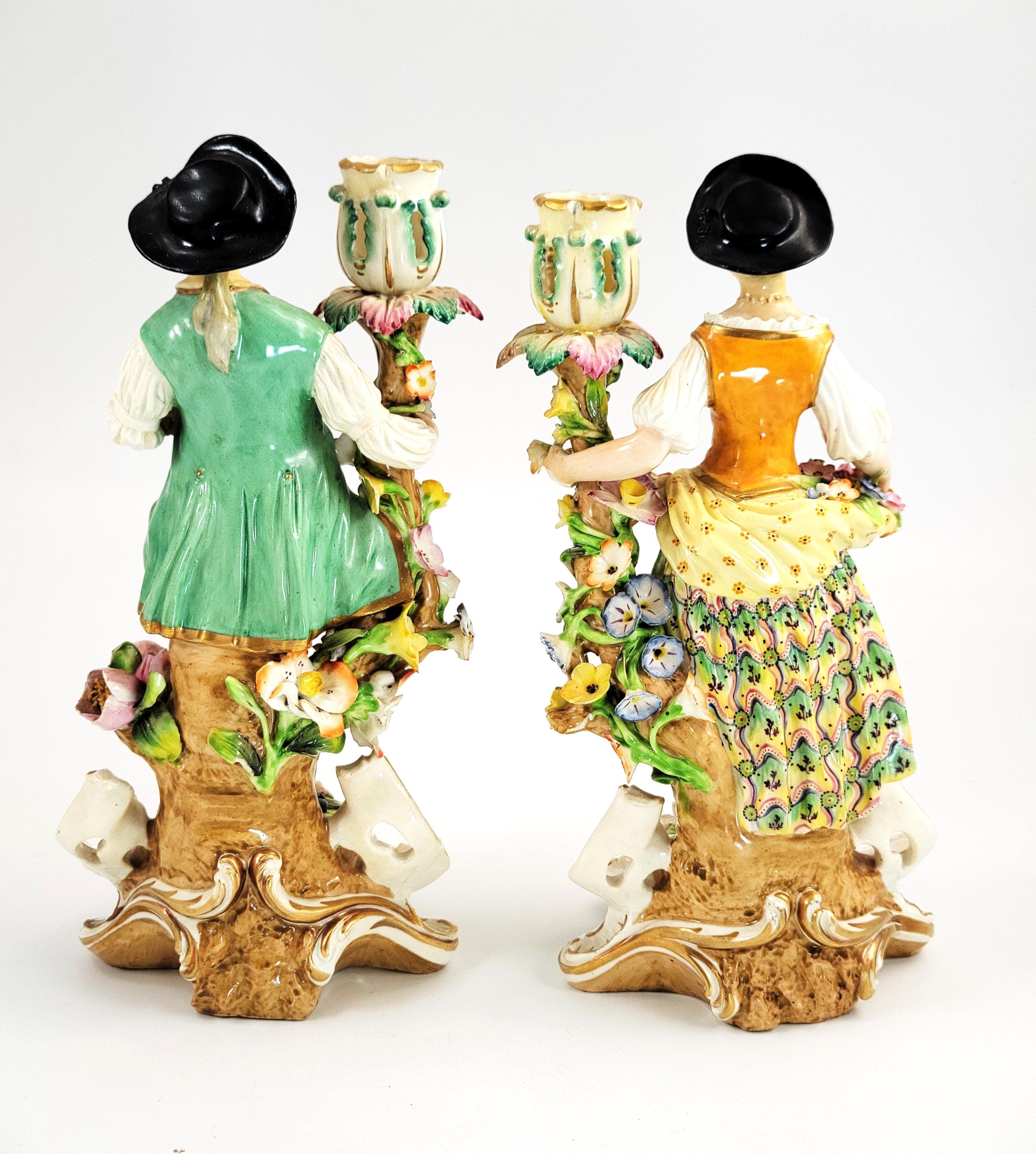 Derby Porcelain Figural Candlesticks, Georgian c1770