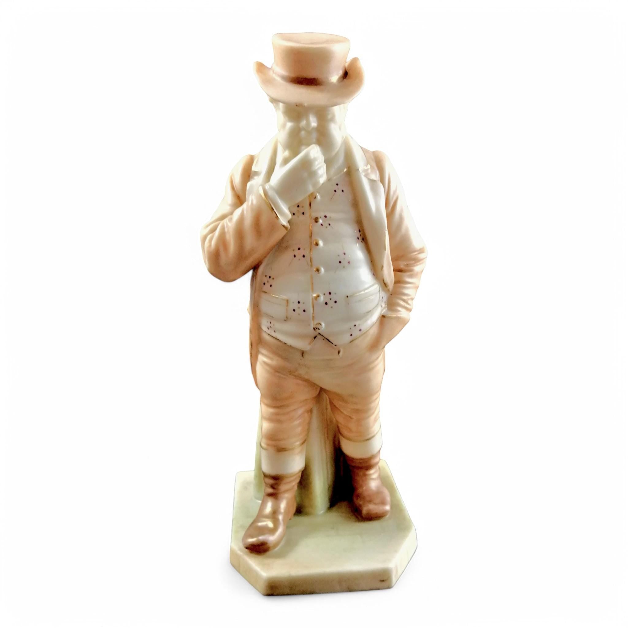 Royal Worcester John Bull Figurine: Antique Blush Ivory Porcelain, 1892