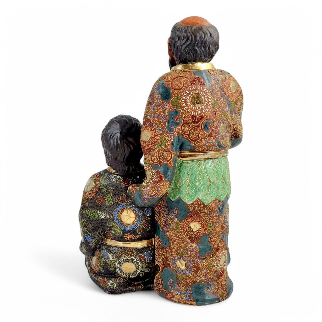 Rare Meiji Kutani Gama Sennin Figural Group: Antique Japanese Sculpture