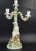 Antique Sitzendorf Porcelain Candelabra, Figural Floral Design, 1890s