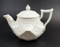 Antique Wedgwood White Stoneware Teapot, Hexagonal Design c.1820