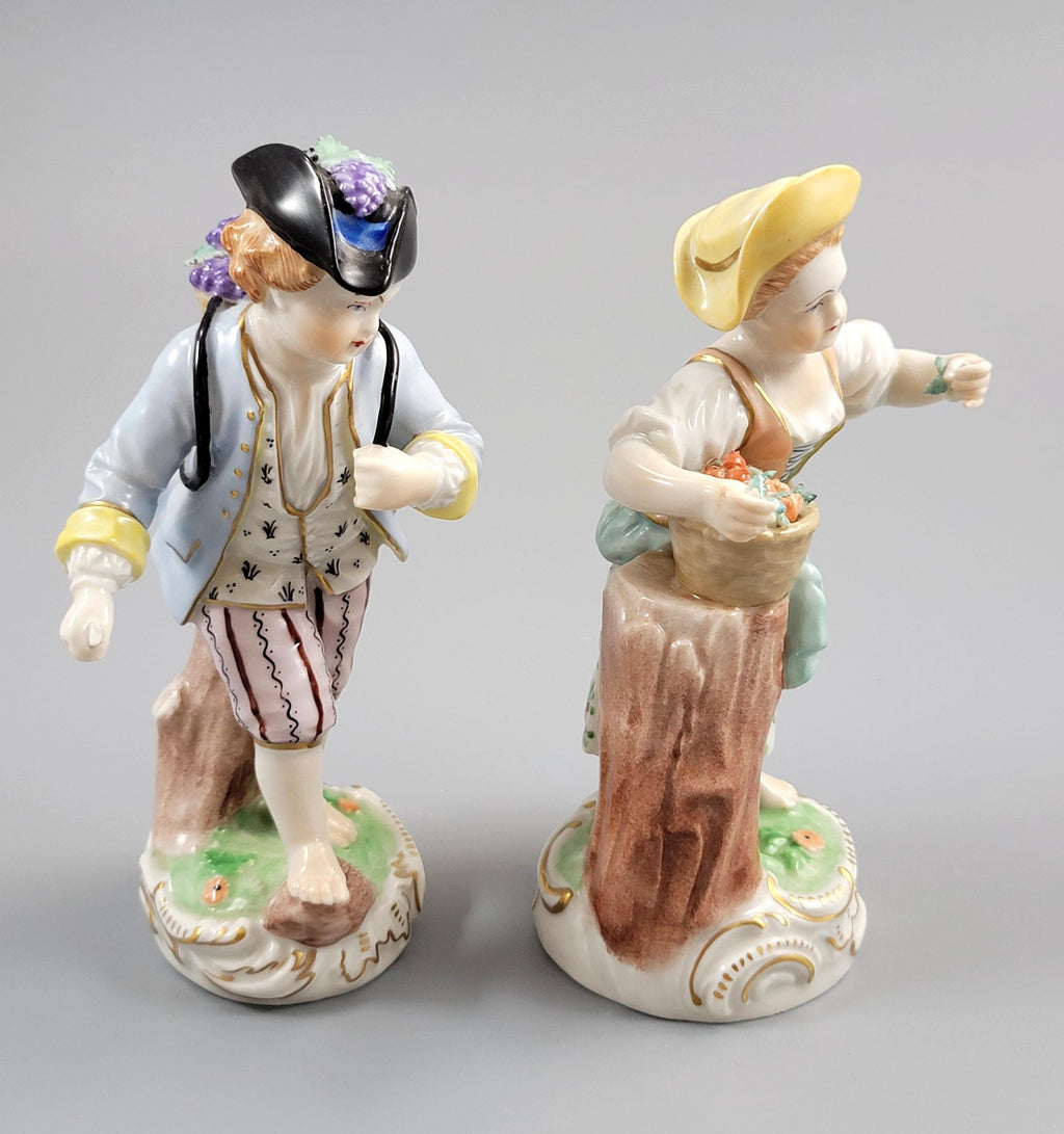 Antique Carl Thieme Dresden Figurines, Fruit Gathering Children c.1900