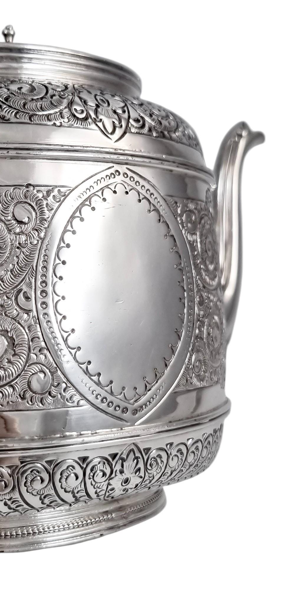 Antique Silver Plated Tea Set: Rococo Revival English Tableware
