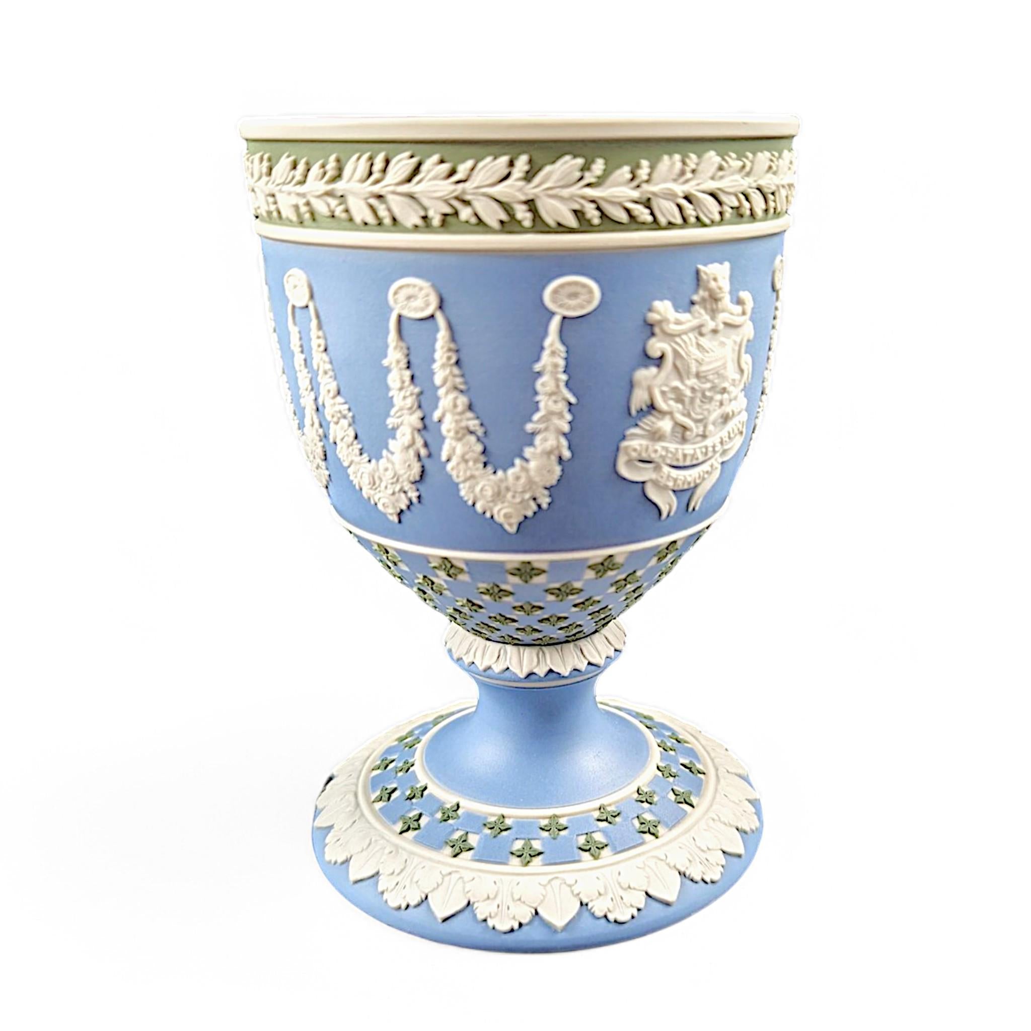 Wedgwood Tricolour Jasperware Goblet: Silver Jubilee 1977, Bermuda & USA