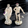 Samson & Cie porcelain figurines, Poseidon and Hephaestus, Greek mythology, Historicist style, Rococo Revival Old Paris porcelain, c. 1850s