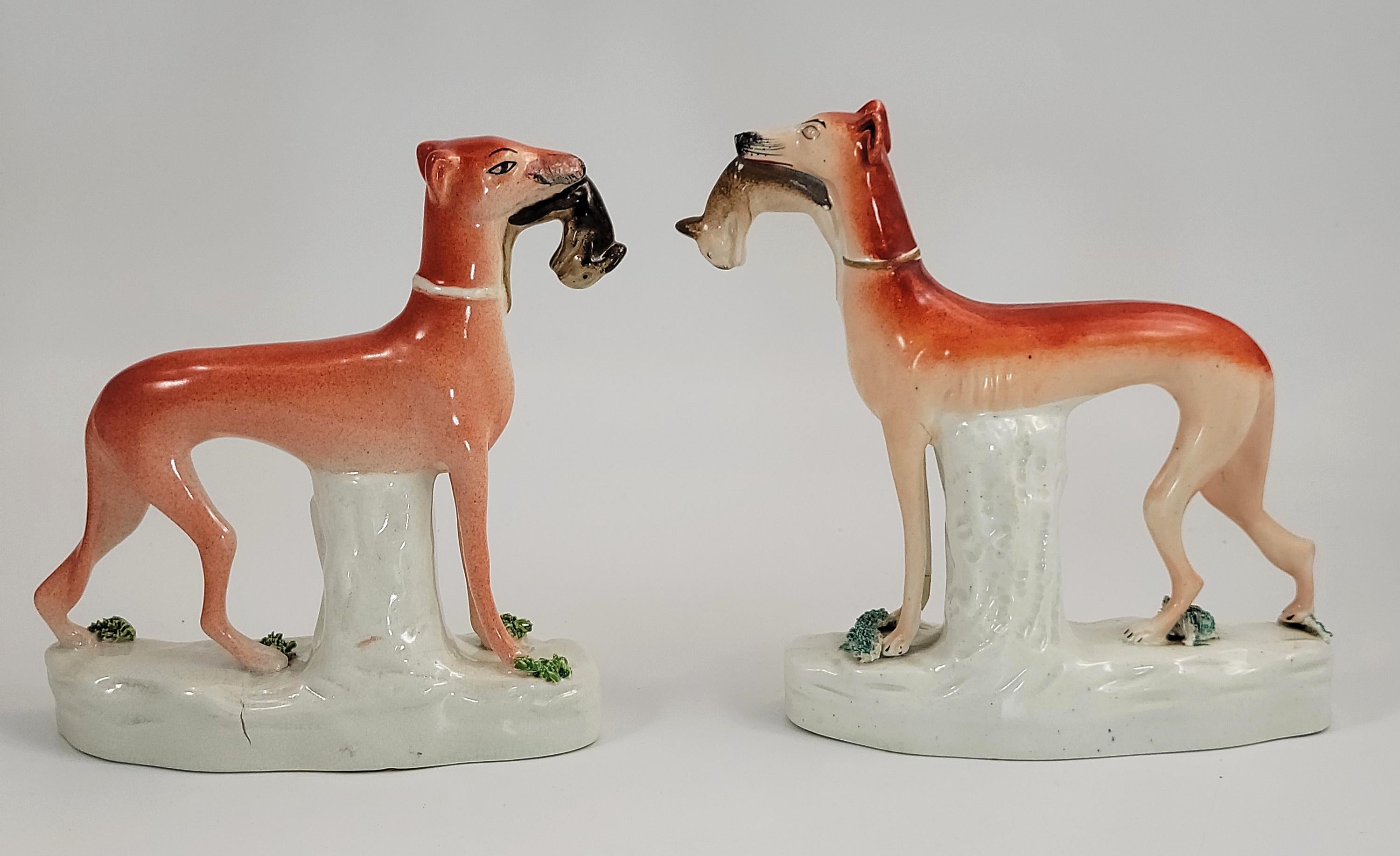 Staffordshire Hunting Dogs with Hare Pair c1860