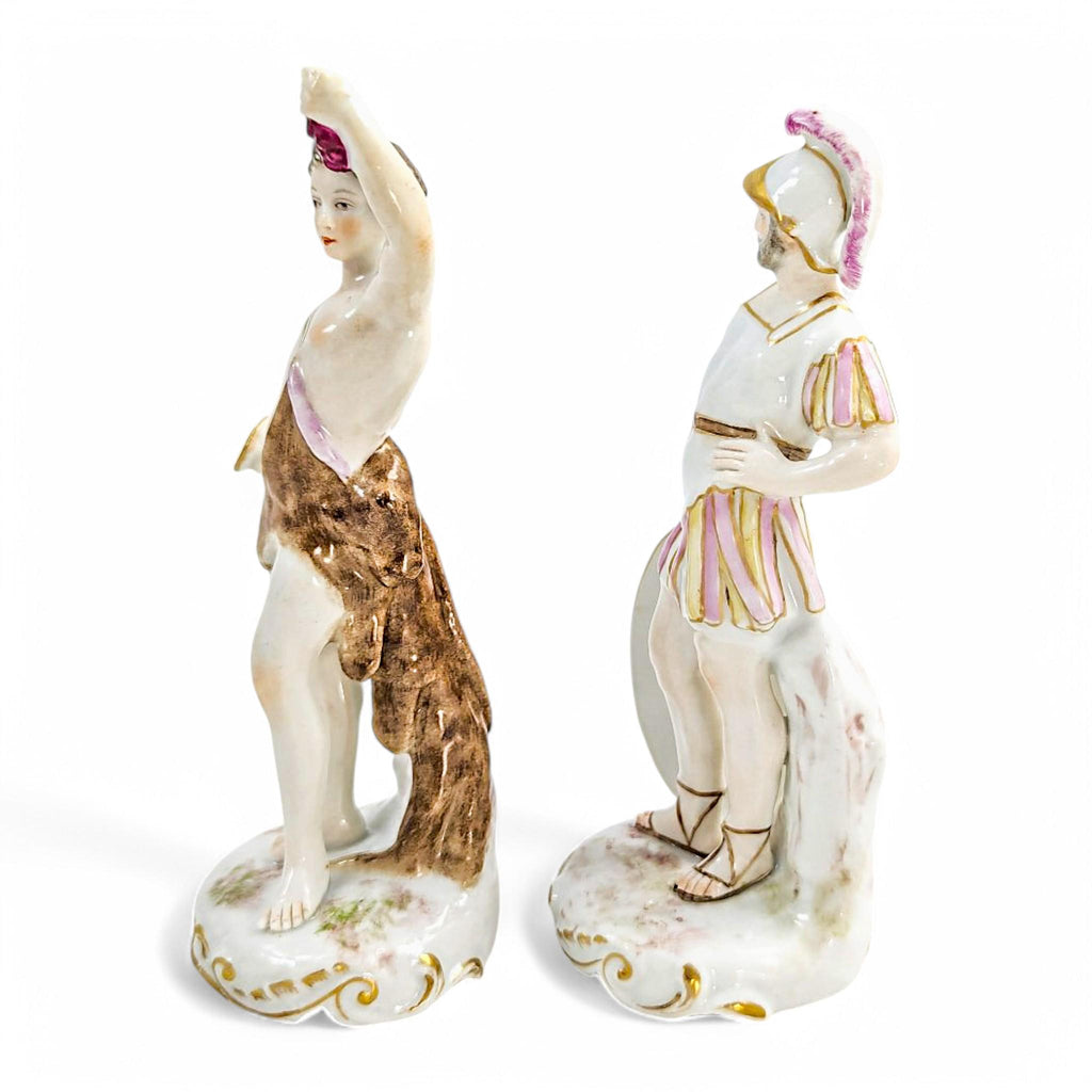 Samson et Cie Porcelain Figurines: Bacchus and Mars, Rococo Revival