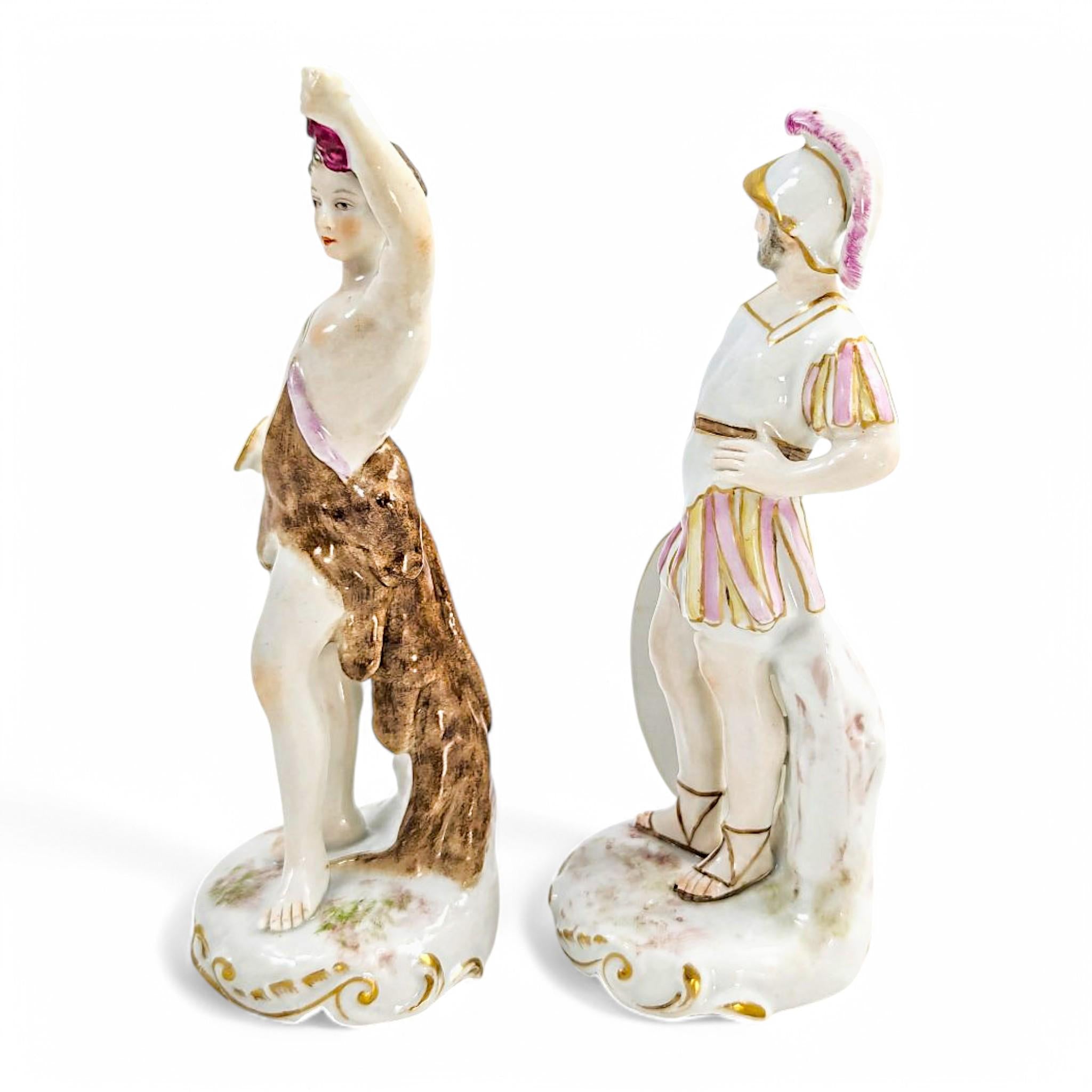 Samson et Cie Porcelain Figurines: Bacchus and Mars, Rococo Revival