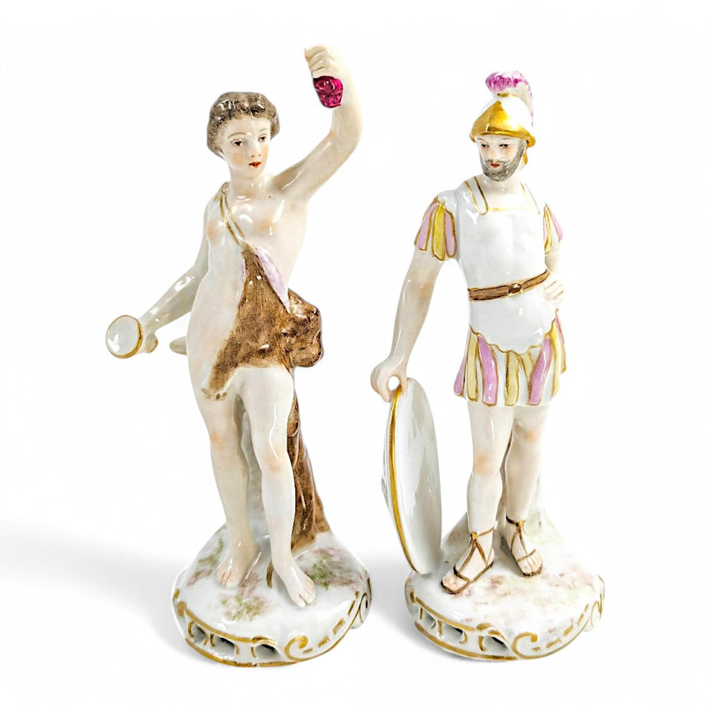 Samson et Cie Porcelain Figurines: Bacchus and Mars, Rococo Revival
