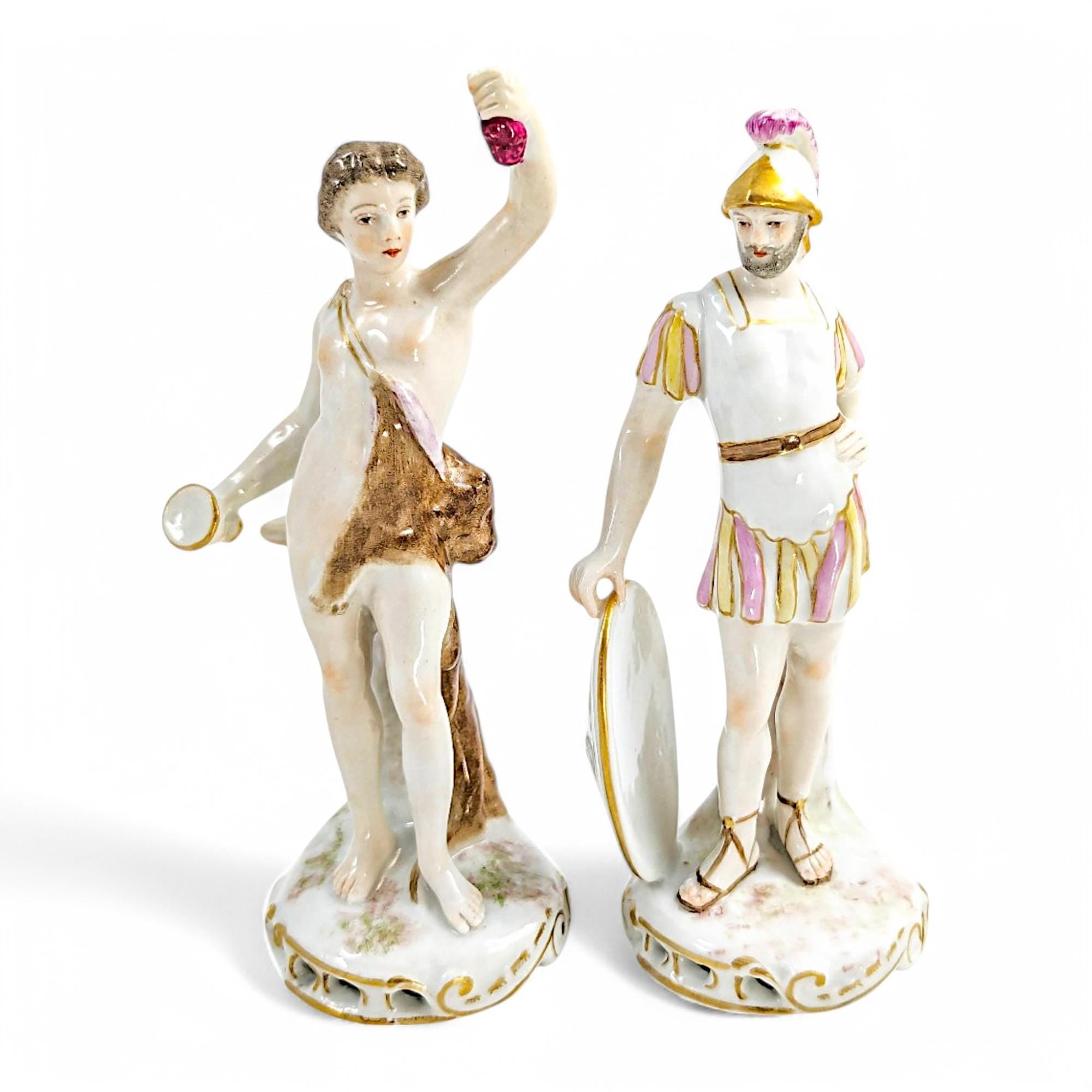 Samson et Cie Porcelain Figurines: Bacchus and Mars, Rococo Revival