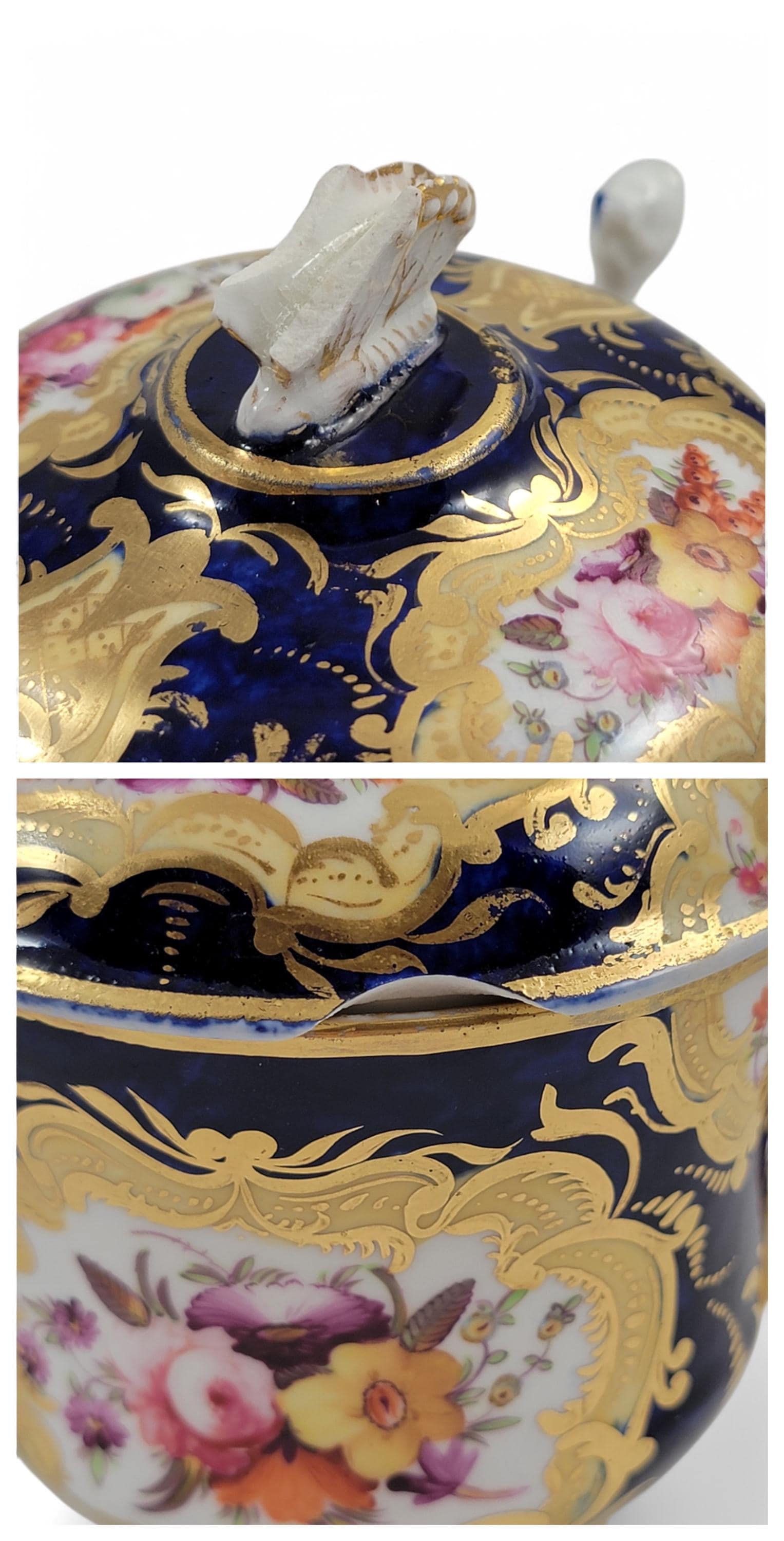 Regency Coalport Pembroke Chocolate Cup & Saucer, John Rose, 1810, Winged Harpy Handles, Hand-Painted