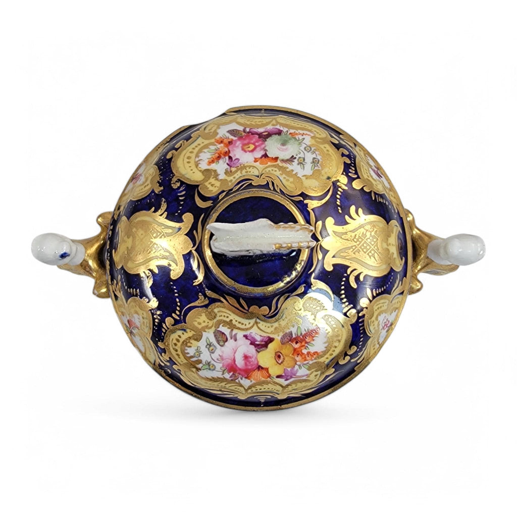 Regency Coalport Pembroke Chocolate Cup & Saucer, John Rose, 1810, Winged Harpy Handles, Hand-Painted