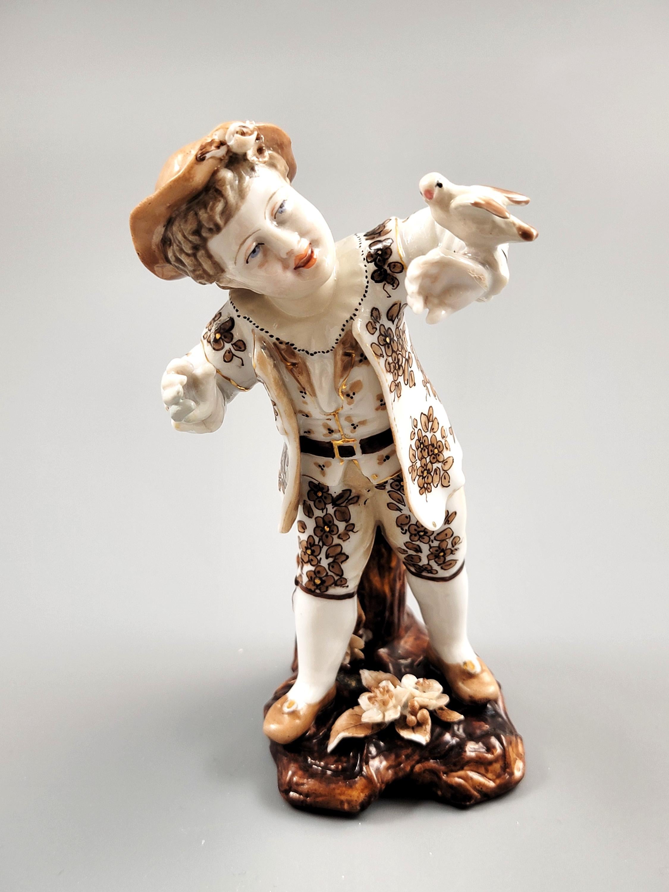 Volkstedt Boy with Bird Figurine c1877
