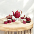 Rare Antique Wedgwood Claret & Gold Coffee Service: Edwardian Neoclassical Porcelain