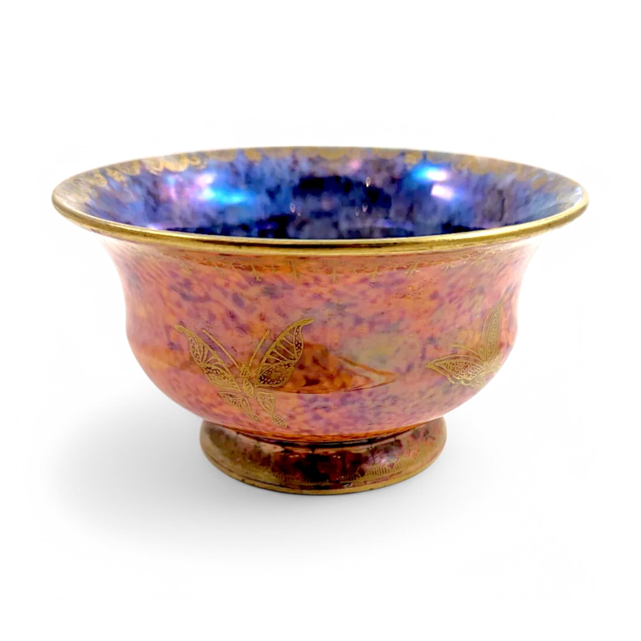 Antique Wedgwood Lustre Bowl: Gilt Butterfly & Scarab, Daisy Makeig-Jones, c. 1914