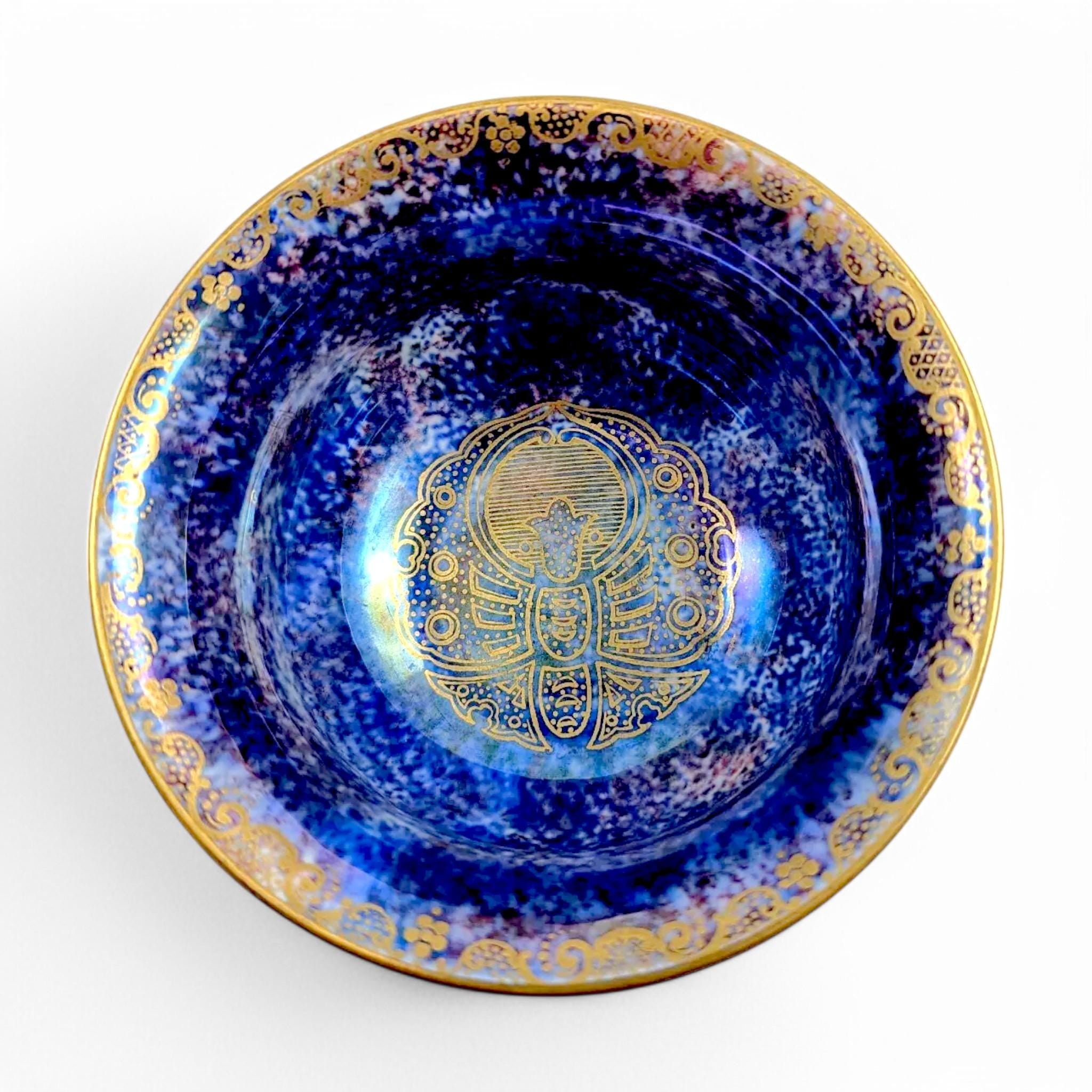 Antique Wedgwood Lustre Bowl: Gilt Butterfly & Scarab, Daisy Makeig-Jones, c. 1914