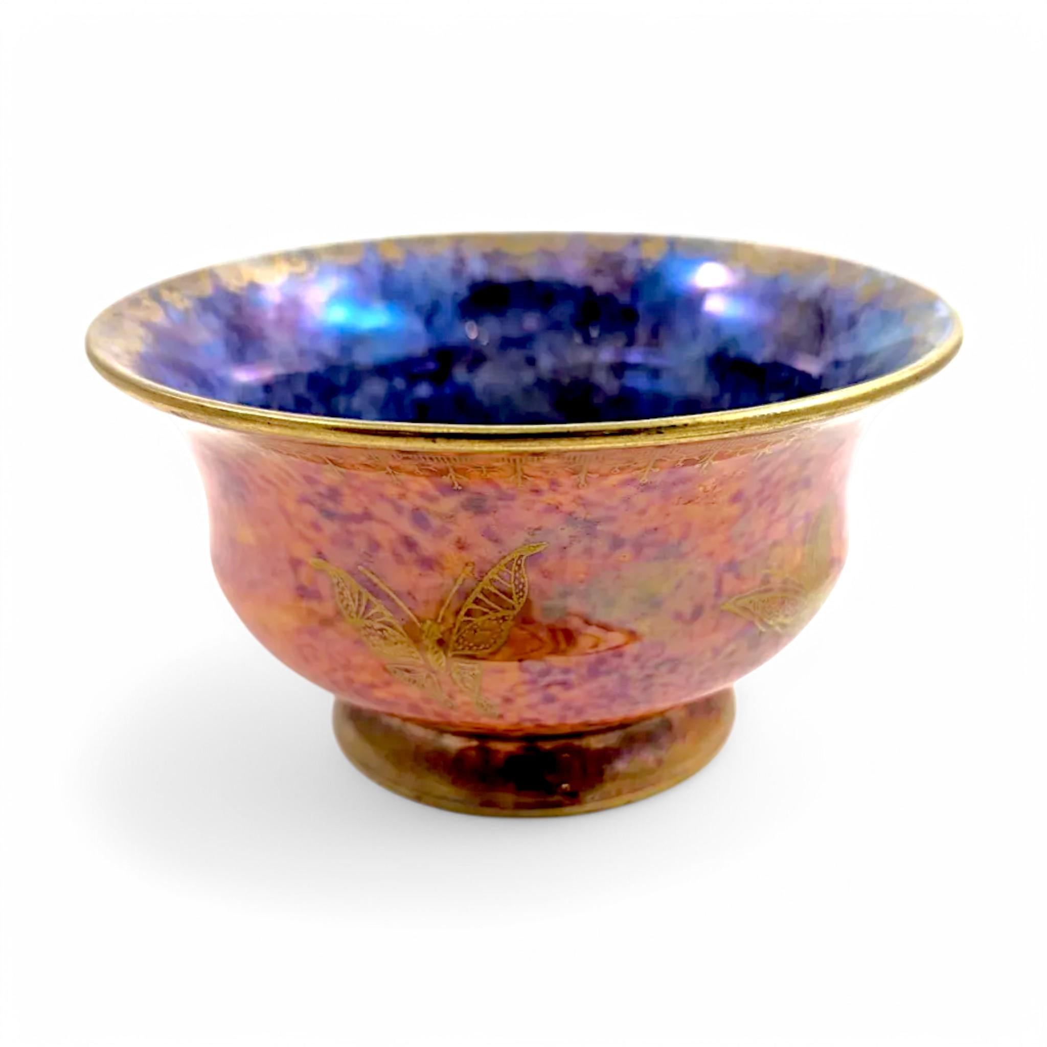 Antique Wedgwood Lustre Bowl: Gilt Butterfly & Scarab, Daisy Makeig-Jones, c. 1914